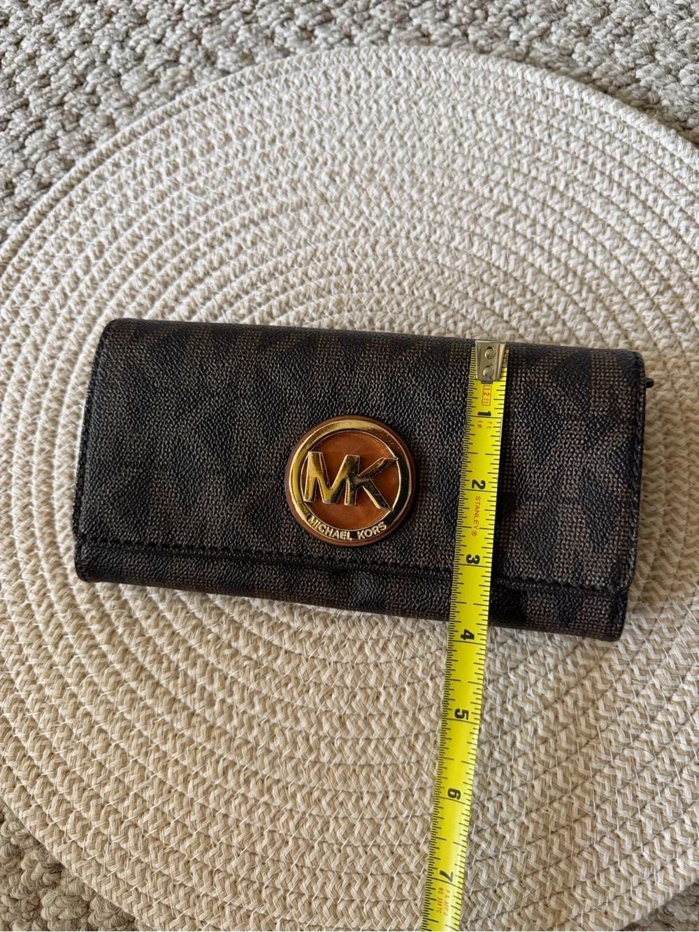 Michael Kors Brown and Gold MK Logo Continental Wallet